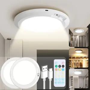 2PCS Ceiling Light,Rechargeable Motion Sensor Ceiling Lightwith Remote,Closet Lights Motion Sensored, Wireless,Magnetic Mount, 3 Adjustable Color TemperaturesBatteryOperated Ceiling Lamps for Bedroom Closet Shower StairsShed Hallway Porch Patio Dimmable