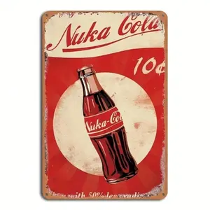 Nuka Cola Aluminum Vintage Metal Sign Wall Decor | Rustproof Waterproof 12x12 Inch Fallout Collectible | Cafe Bar Home Game Room Decoration | Aluminum Sign Retro Gamer Gift | Vintage Garage Signs | Home Decor Products