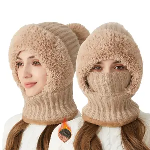 Winter Hat and Scarf Set, Thickened Plush, Windproof and Cold-Proof, Comfortable and Warm for Outdoor Leisure