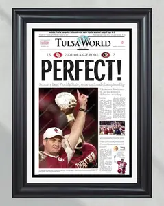2000 Oklahoma Sooners 'Perfect Season' NCAA College Football National Champions Framed Newspaper
