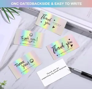 120Pcs Holographic Thank You Cards for Small Business, 6-Style Mini 2x3.5 Inch Greeting Notes for Retail Store Owners & Customers