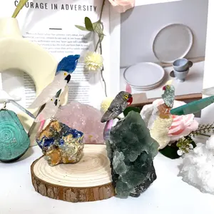 Different Maerail Crystal Bird Statue Clear Quartz Rose Quartz Druzy Green Fluorite Malachite Sodalite From IG Crystal