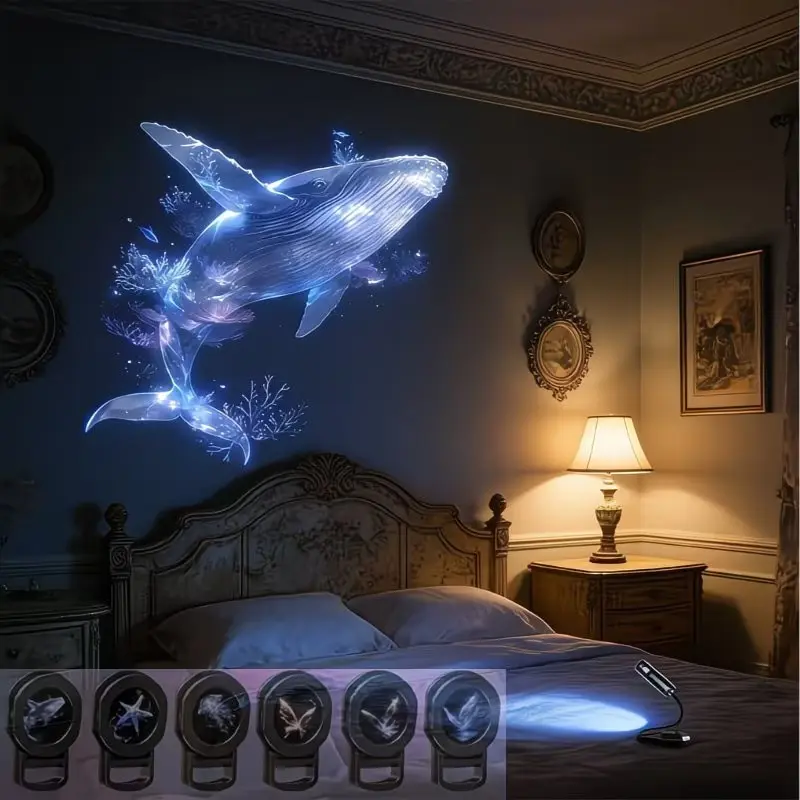 LED Decorative Projection Lamp, USB Art Light, LED Ambient Light, Ambient Led Lighting, Various Ocean & Nature Patterns, Whale, Butterfly, Jellyfish, Starfish, Party Atmosphere