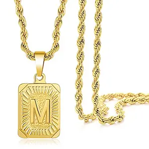 Personalized A-Z Initial Necklace, 18KGold Plated Men Women Letter TwistNecklace,18-24 Inch