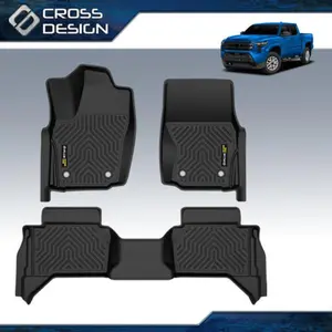 CROSSDESIGN TPE Floor MatsLiners Fit For 2005-2025 Toyota Tacoma(Only Fit Double Cab/For Automatic Only) truck floor Mats-3pcs black Car Accessory