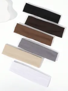 6pcs Women's Multicolor Solid Sport Headbands, Sweat-Absorbent & Stretchy, Ideal For Yoga, Running, Daily Wear, School Stuff, College, Elastic Headband