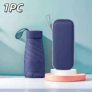 Compact Pocket Foldable Umbrella with Case, Portable Rain Umbrella, All-Weather Use, Six-Fold Design, Durable Structure, UV Protection, Rainproof, Ideal Gift for Day, Lightweight Waterproof Umbrella