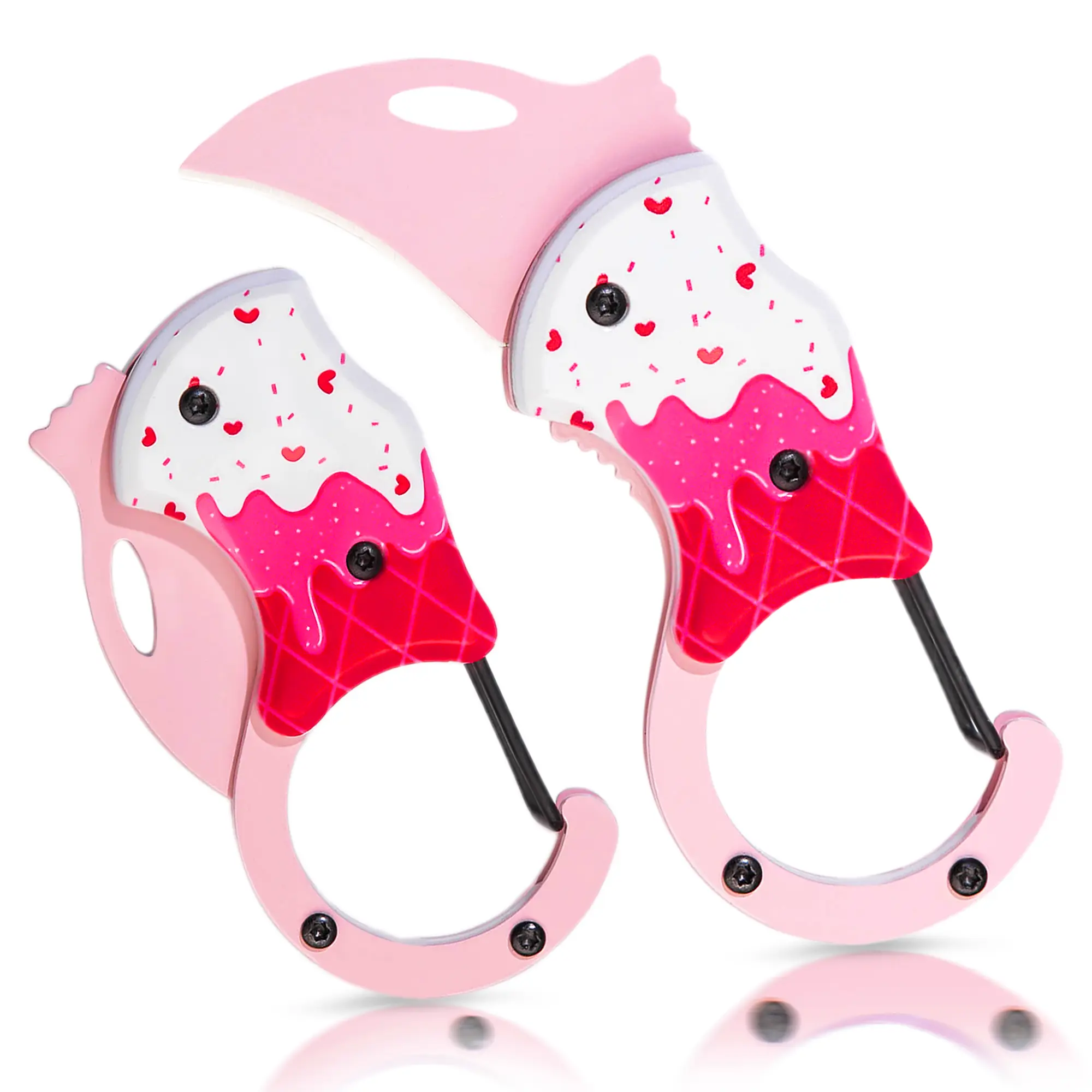 Ice Cream Pocket Toy Knife for Women Men, Cool Folding Knife Box Cutter， Pink Mini EDC Knives for Everyday Carry, Folding Utility Knife with Unique Donut Design, Ideal Gifts for Men and Women