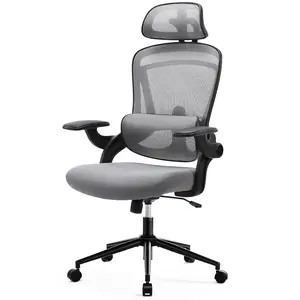 HomeSquad Chair, High Back Desk Chair with 2D Headrest, Up&Down Lumbar Support, Swivel Computer Task Chair with Adjustable Flip-up Armrests