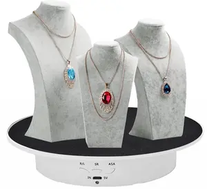 Motorized Rotating Display Stand, 360 Degree Electric Rotating Turntable with Velvet Top, 7.87inch /17.6lbs Load Automatic Mute Lazy Susan for Photography Products Jewelry 3D Model, White Stand