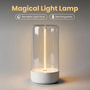 Magnetic Quantum Atmosphere Lamp - Rechargeable Flexible LED Night Light for Bedroom & Desk Decor Creative Interactive Warm White Mood Light for Home, Office & Camping