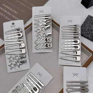 Sliver Metal Hair Clips Women Girls Y2K Duckbill Hairpin Personality Bangs Side Headwear Barrettes Hairclip Styling Accessories