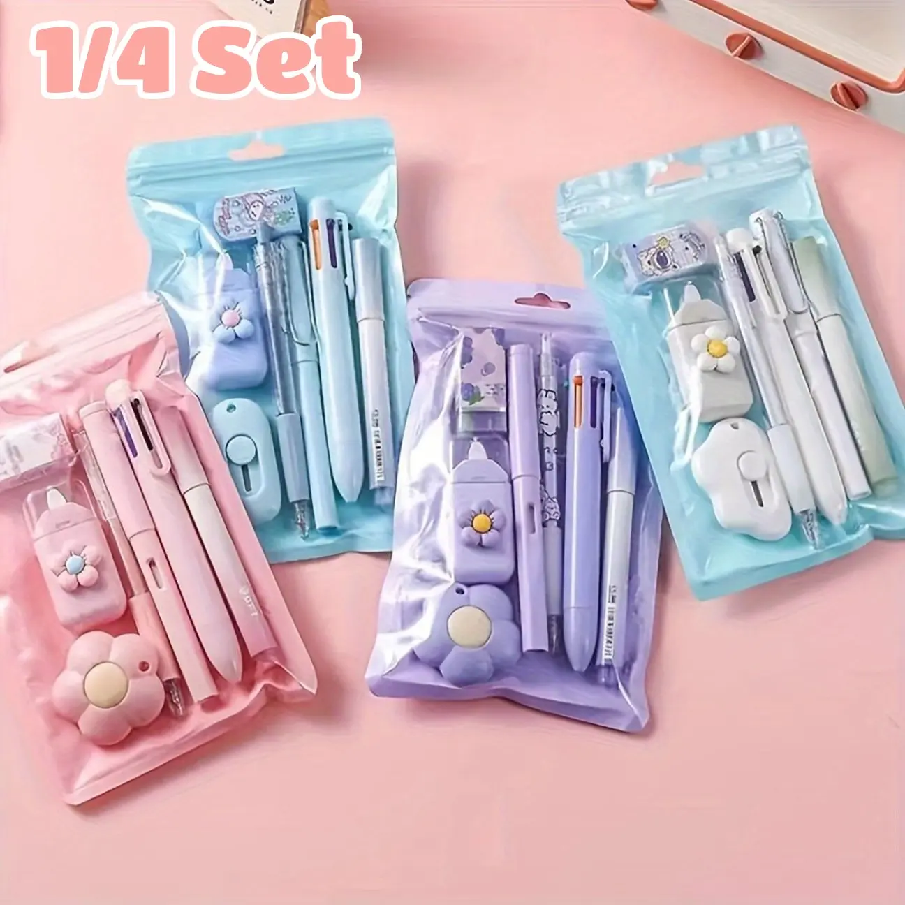 Cute Stationery Set, 1/2/4 Sets Writing Essentials Set, Pen Set, School Supplies Gift for Student & Stationery Supplies for Home School Office, School Classroom Supplies, Homeschool Supplies, Study Supplies