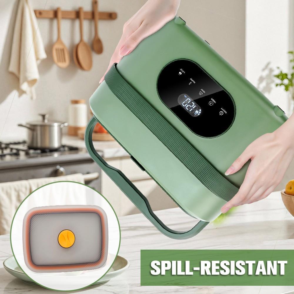 Cordless Heated Lunch Box 1.5L, Electric Food Warmer with 18000mAh Rechargeable Battery, 60W Lunch Box with Timer for Work Travel