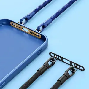 1Pc/2pcs Ultra-thin Mobile Phone Lanyard Patch Clip Bottom Side Mounted Stainless Steel Cellphone Chain Connection Piece Anti loss Metal Clip for iPhone Case with 2 Holes, Phone Accessory, Cell Phone Charm