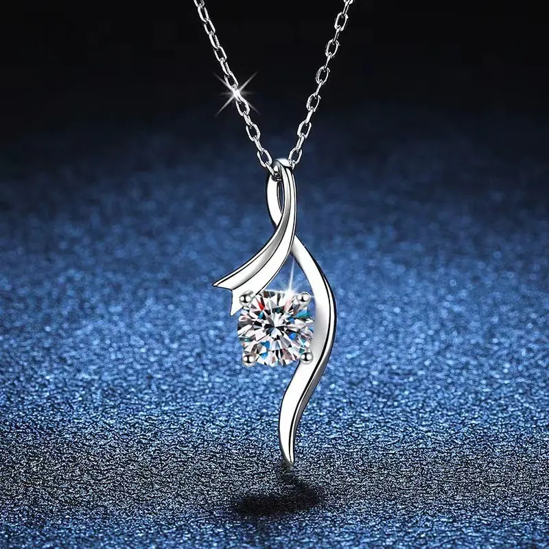 925 Sterling Silver 1 Karat-inch Diamond Necklace