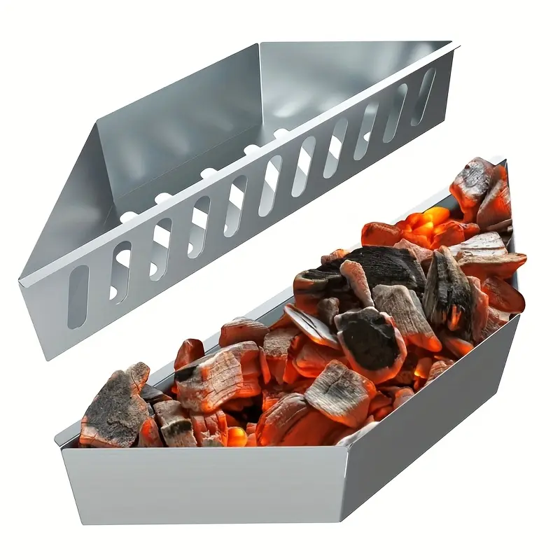 1/2 Outdoor BBQ Charcoal Basket Galvanized Sheet Wood Chip Smoking Basket Fruit Charcoal Grill Basket
