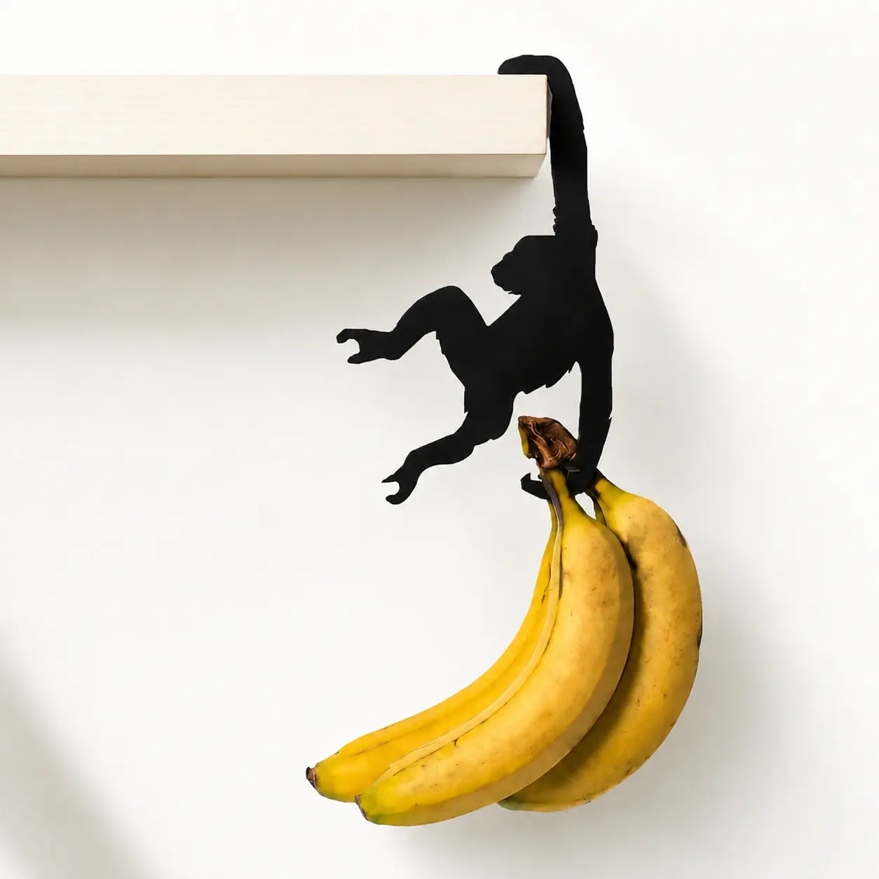 3-Pack Whimsical Gorilla Shape Over-Cabinet Hanging Hooks, No-Damage Heavy-Duty Metal Home Organizer, Stable Floating Shelves Hooks & Rails for Shelf Storage Extra Hanging Space