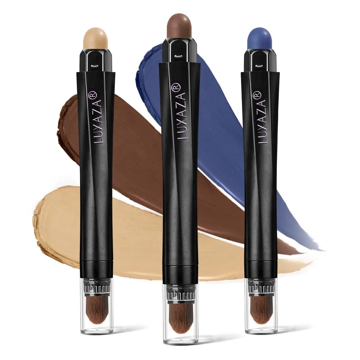 LUXAZA 3PCS Eyeshadow Stick Set, Waterproof Long-Lasting Pro Matte Eye Makeup Pencil Crayon - Denim, 50g - Suitable for All Skin Types