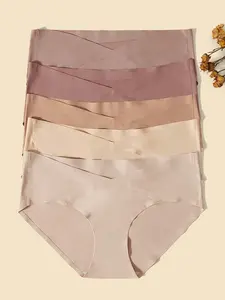 Maternity 5pack Solid Brief - Multicolor Hipsters Mid Rise Casual Comfy Underwear for Maternity Teen & Bridesmaid