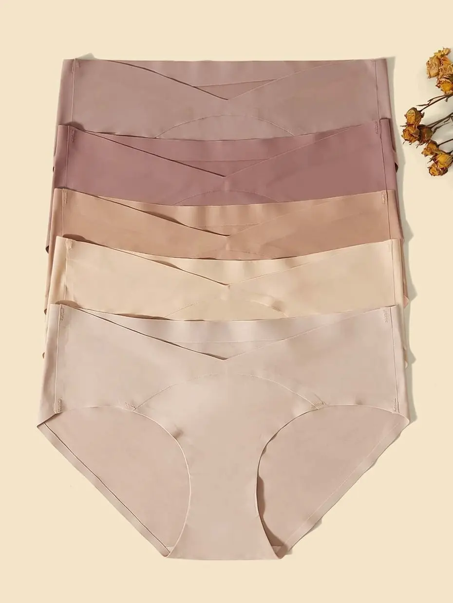 Maternity 5pack Solid Brief - Multicolor Hipsters Mid Rise Casual Comfy Underwear for Maternity Teen & Bridesmaid