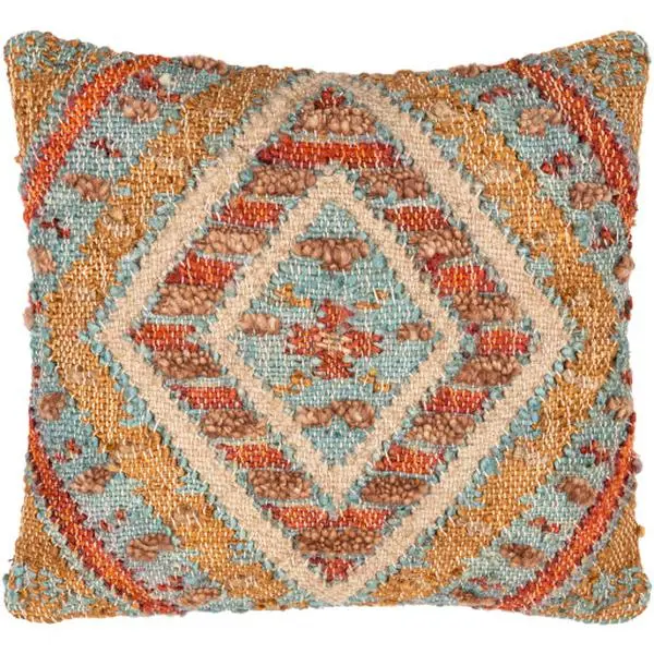 Luanda Accent Pillow, Aqua, Brick Red, Brown, Camel, Medium Gray, Light Beige