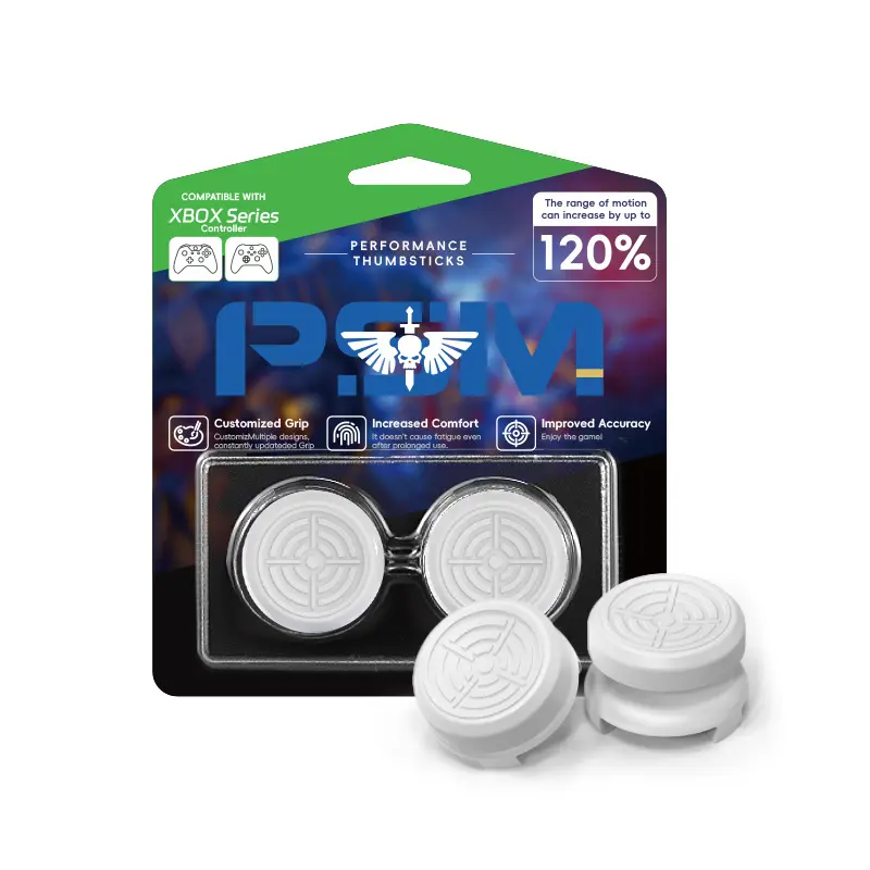 Aim Performance White Silicone Thumb Grip & Joystick Cap Set - 1 High Rise, 1 Mid Rise, 2 Caps Included, Xbox Gamepad Console Accessories for Serious Gamers, Gaming Control Enhancement