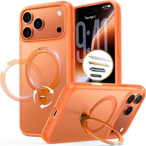 TORRAS OStand Spin Magnetic Stand for iPhone 16/15/14/13 Pro Max Samsung S25/24 Ultra plus Case, Fit for MagSafe, Military Grade Protective Case with Kickstand 360° Rotatable for iPhone, Samsung Landscape Holder