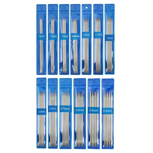 13-Piece 65pcs Stainless Steel Knitting Needles Set, 15cm Double Pointed Needles 1.5-5mm, Needle Crafts Kit, Ideal for DIY Sweaters, Scarves, Socks, Home Use, Sewing Supplies Crafts