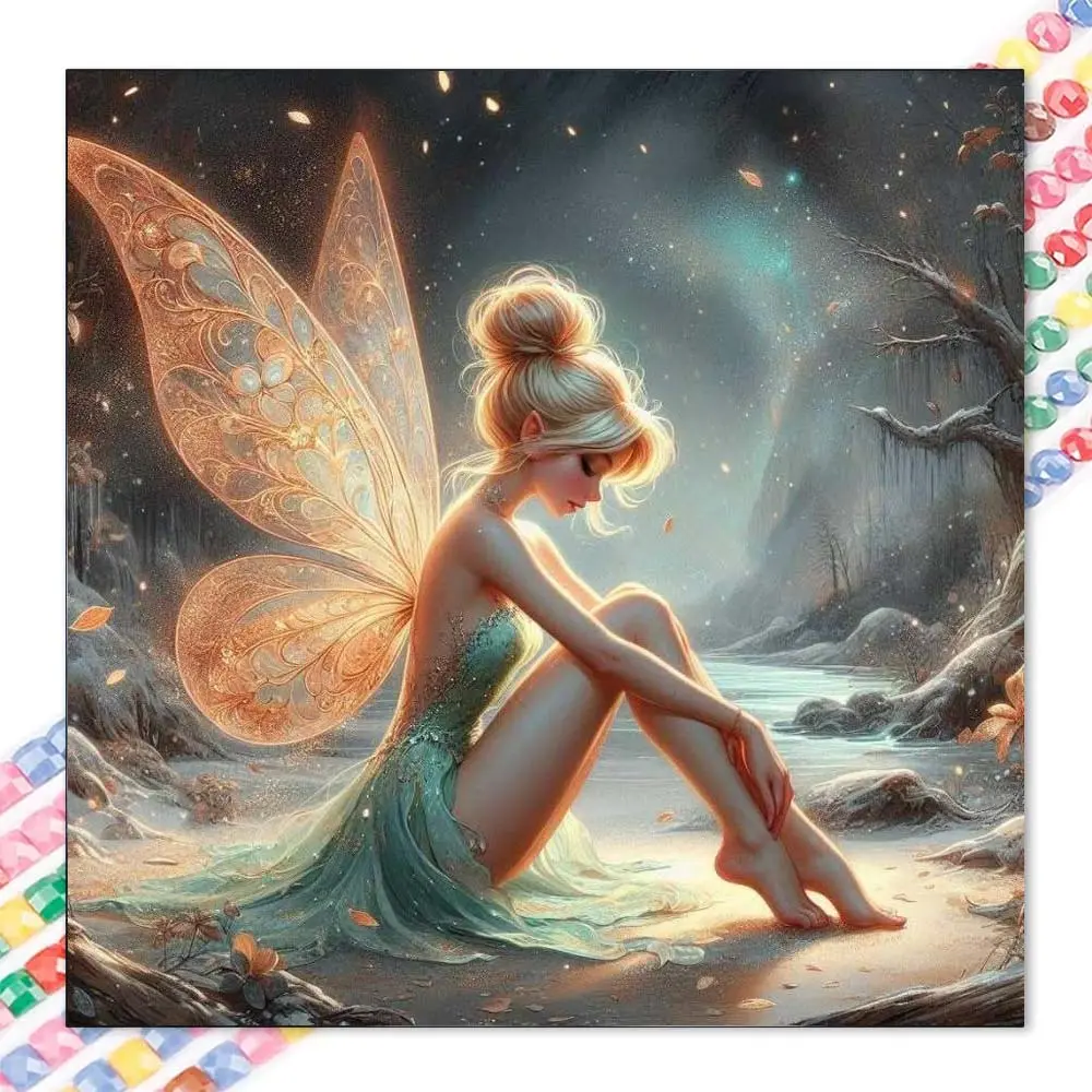 1 set of DIY handicraft diamond painting kit, 5D diamond art kit, DIY decoration fairy, wings, forest. Mosaic, diamond art, DIY art home decor.