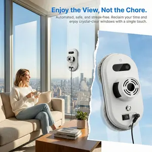 Smart Electric Window Cleaning Robot S1, Home Glass Cleaner, High-Rise Windows Mirror Tile Cleaner, Remote Control Operation
