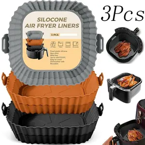 3 Pack 4.5 Inch Mini Square Silicone Air Fryer Liners,Kitchen Silicone Pot Reusable Food Grade,Replacement Of Parchment Paper,Bakeware,for Air Fryer