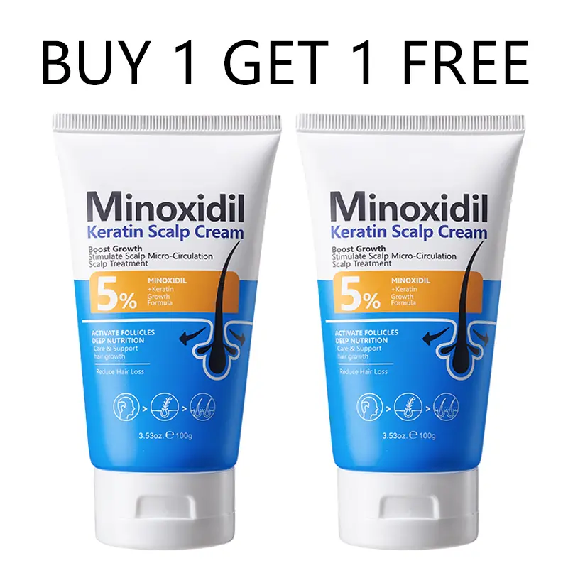 Buy 1 Get 1 Free Hair Growth Scalp Cream with 5% Minoxidil, Keratin & Ginger, Anti-Hair Loss Treatment for Men and Women, Buy 1 Get 1 Free Product
