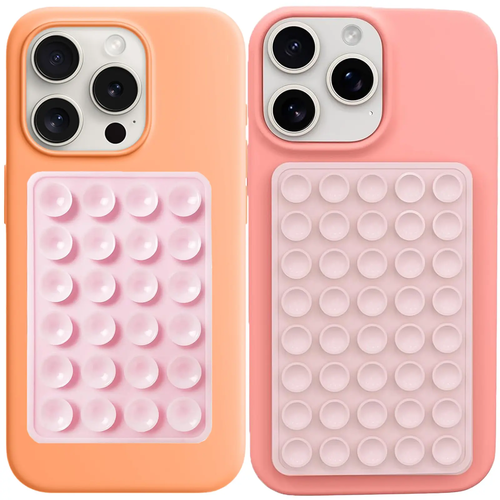 2-Pack Cellphone Suction Cup Mounts - Double-Sided Silicone Phone Accessories, Hands-Free Smartphone Holder Pads for iPhone/Android, Selfie & Video Stands