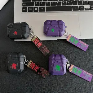 For Airpods Pro 2 Case,3D EVANGELION Anime TPU Shockproof Earphone Cover For Airpods 4 3 2 1 Cover With Keychain Funda