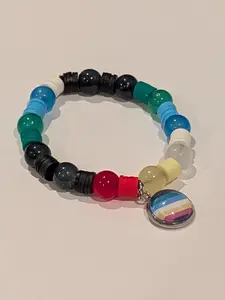 Disability Pride Glass Heishi Bead Bracelet, Fashion Costume Jewelry Accessory