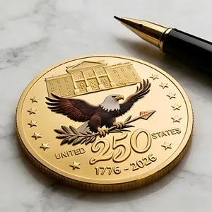 USA 250th Anniversary Coin 1776-2026 3D America 250 Merchandise for Patriotic Celebration 4th of July Independence Day Gifts for Veterans Lover