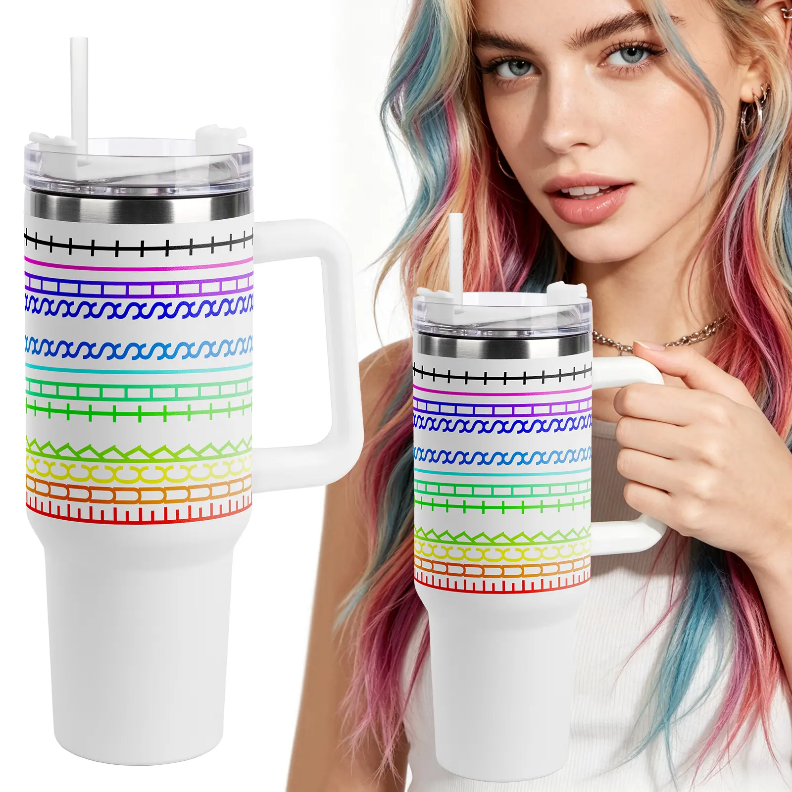 40 Oz Stainless Steel Hidden Message Tumbler with Handle & Straw, Insulated Travel Cup Keeps Cold, Hot & Ice, Funny Sarcastic Drinkware, Valentine's Day Birthday Gifts for Women Men Coworkers