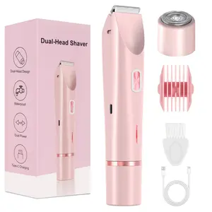 Wet Dry Use Lady Hair Remover Full Body Dual Head Trimmer for Face Leg Arm Underarm Bikini Warm Winter Christmas Gift Hair Removal Machine