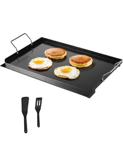 VEVOR Carbon Steel Griddle,  24x16 inch Universal Flat Top Rectangular Plate, Gas Grill Griddle for BBQ Grill, Teppanyaki, Portable Family Cookware with Handle, for Camping Tailgating Party