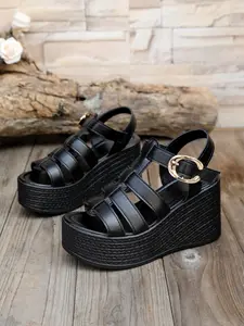 Summer New Fashion Thick Sole Wedge Sandals for Women, Multicolor Roman Style Platform Shoes, Short Height Elevator Toe Beach Shoes, Open Toe, Multi Strap Sandals, High Wedge Heels, Fashionable Platform Sandals