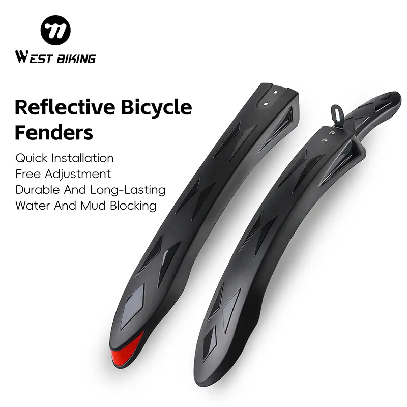 WEST BIKING Reflective Bicycle Fenders Quick Installation Bike Mudguard With Reflective Rear Light Bike Fender Bicycle Accessories Bicycle Parts Bike Accessory