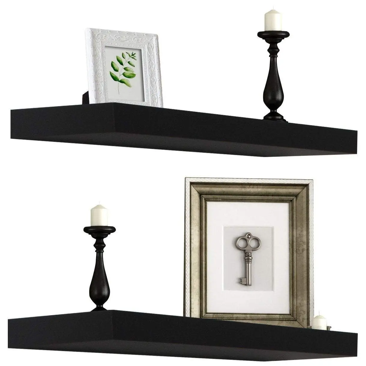 Faux Wood Rectangle Floating Shelves (2-Pack) for Home Decor with Matte Finish Kitchen Set Faux Wood Rectangle Floating Shelves (2-Pack) for Home Decor with Matte Finish Kitchen Set
