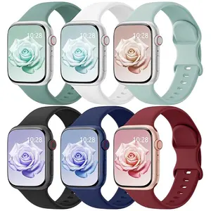 6 Piece Band Straps Colorful Silicone Replacement Bands for Apple Watch Series Ultra Se 8 7 6 5 4 3 2 1, Unisex Sports Wristbands