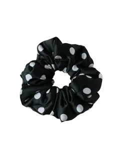 Green Polka Silk Pillow Scrunchie