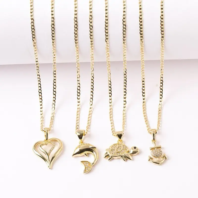 Shining Gold Chain Female Necklace, 14 Karat Gold-Plated Alloy, 2mm Metal Coating, Animal Motifs, Business Wear Universal-Size Costume Jewelry Accessory