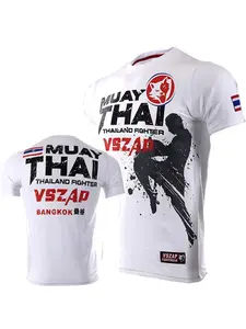 Muay Thai T-shirt, Running and Fitness T-shirt, Men's Outdoor Boxing and Wrestling Sportswear, Summer Quick drying Sweat absorbing and Breathable Sportswear