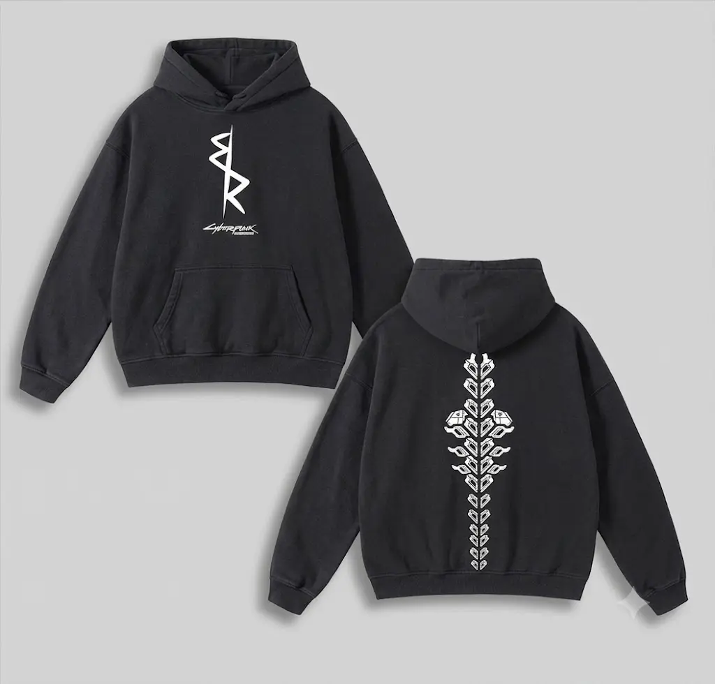 Cyberpunk Anime Double Printed Vintage Washed Hoodie Unisex Oversize Anime Manga Washed Heavyweight Cotton Hoodie, Gift For Anime Fan, Anime Lover