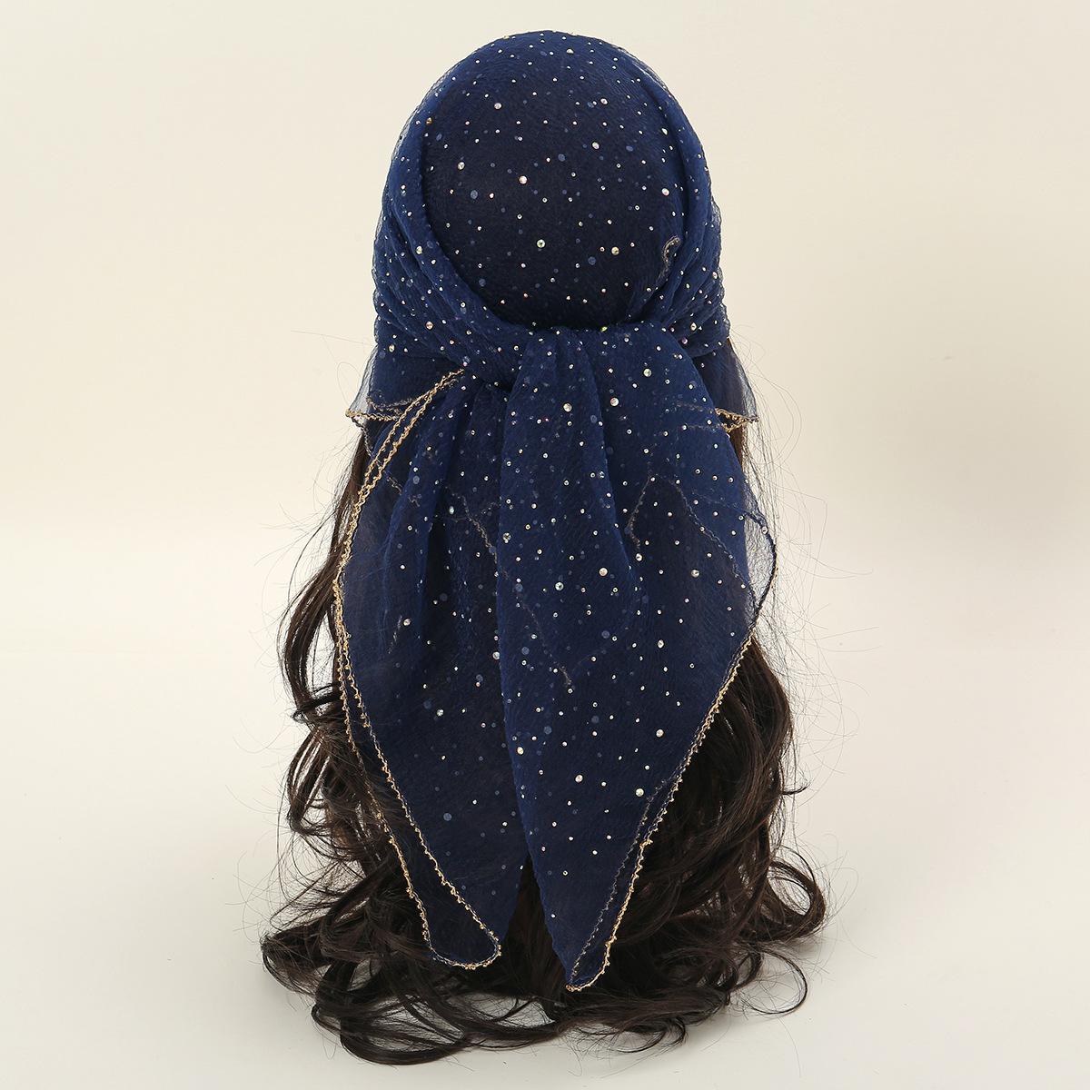 Female Modern Bandana Scarf - Glamorous Glitter-Detailed Fashion Neck Shawl, Multi-Use Head Scarf Turbans for Daily Neck Wear or Hijab, Exquisite Ladies' Birthday Gift (Sports & Outdoor Lawn Games Speed Badminton Accessory)
