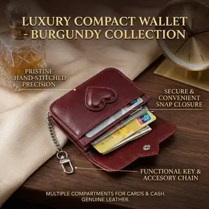 Women's Solid-Color Minimalist Creative Heart Small Wallet - Wear-Resistant Leather, Lightweight, Thin, Easy-to-Carry Everyday Accessory, Ideal Small Gift